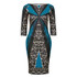 Autumn Vintage Dress 2017 New Fashion Pencil Tribal Print Dress Women Elegant Bodycon Women Dresses Short Sheath Ladies Vestidos