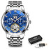 Men Watch Automatic Mechanical Tourbillon Watch Luxury Fashion Stainless Steel
