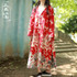 Autumn chinese style dragon design double layer long trench coat cotton linen windbreaker casual overcoat shell outer garment