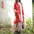 Autumn chinese style dragon design double layer long trench coat cotton linen windbreaker casual overcoat shell outer garment