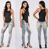 2016 Autumn Women Denim Skinny Ripped Pants High Waist Stretch Jeans Slim Pencil Trousers