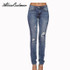 Alice & Elmer Mid-Rise Skinny Jeans For Women Denim Hole Ripped Jeans For Women Jeans Female Pants
