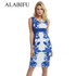ALABIFU Women Summer Dress 2018 Plus Sizes Sexy Vintage Elegant Evening Party Dress Bodycon Pencil Print Floral Dresses Vestidos