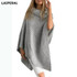 LASPERAL Winter Vintage Turtleneck Knitted Sweater Women Poncho Irregular Pullover Female Streetwear Winter Sweater Jumpers