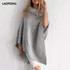 LASPERAL Winter Vintage Turtleneck Knitted Sweater Women Poncho Irregular Pullover Female Streetwear Winter Sweater Jumpers