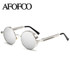 AFOFOO Gothic Steampunk Mens Sunglasses Vintage Metal Men Coating Mirror Sunglasses Women Round Sun glasses Retro UV400 Shades