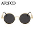 AFOFOO Gothic Steampunk Mens Sunglasses Vintage Metal Men Coating Mirror Sunglasses Women Round Sun glasses Retro UV400 Shades