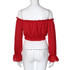 Feitong Women Sexy Off Shoulder Blouse Crop Top 2017 Summer Flare Sleeve Bandage Long Sleeve Shirt Casual Blouse Blusas feminina