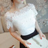 Hollow Out Women Sexy Short Sleeve Blouse Ladies Fashion Elegant Blouses Women Lace Patchwork Blouse Shirt Casual Women Top 80F