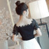 Hollow Out Women Sexy Short Sleeve Blouse Ladies Fashion Elegant Blouses Women Lace Patchwork Blouse Shirt Casual Women Top 80F