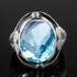 Vintage Luxury Blue Aquamarine Gemstone Ring for Women