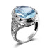 Vintage Luxury Blue Aquamarine Gemstone Ring for Women