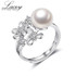 Adjustable Size Pearl Ring Natural Freshwater Pearl Jewelry Wedding Rings Flower 925 Sterling Silver Rings For Women Gift