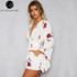 Lily Rosie Girl Boho Deep V Neck White Floral Playsuit