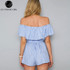 Lily Rosie Girl Blue Striped Off Shoulder Casual Playsuits