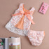 Summer Floral 2PCS Baby Girls Outfit Set - Lace Sleeveless Tops & Shorts for 0-18 Months