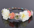 CXADDITIONS Rose Carnations Peony Flower Halo Bridal Floral Crown Hair Band Wreath Mint Head Wreath Wedding Headpiece Bridesmaid