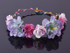 CXADDITIONS Rose Carnations Peony Flower Halo Bridal Floral Crown Hair Band Wreath Mint Head Wreath Wedding Headpiece Bridesmaid