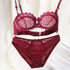 Cutout ultra-thin transparent sexy lace bra set push up thin gauze plus size underwear bra female