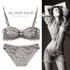 Cutout ultra-thin transparent sexy lace bra set push up thin gauze plus size underwear bra female