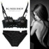 Cutout ultra-thin transparent sexy lace bra set push up thin gauze plus size underwear bra female