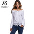 Anself Fashion Blusas 2017 Summer Sexy White Women Blouses Off Shoulder Vintage Shirts Long Sleeve Blouse Casual Tops Plus Size