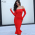 Adyce 2018 Fashion Spring Bandage Dress Red Women Brand Slash Neck Long Sleeve Fishtail Dresses Celebrity Party Dress Vestidos