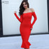 Adyce 2018 Fashion Spring Bandage Dress Red Women Brand Slash Neck Long Sleeve Fishtail Dresses Celebrity Party Dress Vestidos