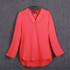 Blouses Women's Fashion Novelties European Style Solid Elegant V Neck Chiffon Blouses Long Sleeve Women's Shirt 2017 Summer Tops