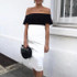 Maternity Color Block Off Shoulder Dress