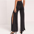 HDY Haoduoyi Fashion Flora Embroidery Pants Women High Waist Slim Female Wide Leg Pants Vintage Black Split Ladies Casual Pants