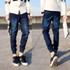 New Desige Drawstring Mens Joggers Pant Stylish Denim Mid Waist Men Jogger Pants Light Dark Blue Trousers Plus Size S-3XL Sale