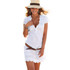 2017 Summer Fashion Women White Lace Dress Short Sleeve Sexy V Neck Casual Slim Party Short Mini Dresses Beach Sundress Vestidos