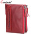 CONTACT'S women wallet Genuine Leather Men Wallet Purse Female Card Holder Small Clutch bags wallet coin Purse Money Bag Red