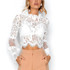 2018 Women Summer Sexy Lace Crop Tops Long Sleeve Shirt Casual Slim Lace Blouse