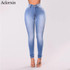 2018 Slim Jeans for Women Skinny High Waist Jeans Woman Blue Denim Pencil Pants Stretch Waist Women Jeans Pants Calca Feminina