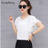 2018 Short Sleeve O-Neck Female Bottoming Chiffon Blouse Shirt Loose Elegant Butterfly Sleeve Women Soft Tops Camisas Mujer