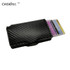 CaseKey Antitheft Mini Wallet High Quality Carbon Pu Leather Wallet Slim Men Leather RFID Mini Wallet Automatic Credit Card Case