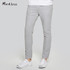 Markless 2017 Spring New Men Gray Straight Trousers Casual Pants Male Slim Fit Cotton Linen Pants Comfortable Hot Sale