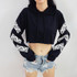 Fashion 2017 Hoodies Sweatshirt Women Letters Print Black Hoodies Women Cropped Tops Streetwear Loose Casual Sweatshirt Hoodies
