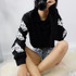 Fashion 2017 Hoodies Sweatshirt Women Letters Print Black Hoodies Women Cropped Tops Streetwear Loose Casual Sweatshirt Hoodies