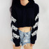 Fashion 2017 Hoodies Sweatshirt Women Letters Print Black Hoodies Women Cropped Tops Streetwear Loose Casual Sweatshirt Hoodies