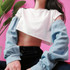 Fashion 2017 Hoodies Sweatshirt Women Denim Patchwork Sweatshirt Women Cropped Tops Streetwear Casual White Sweatshirt Women