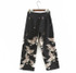 2017 Fashion Women Palazzo Pant Retro Black Wide Leg Pant Animal Crane Printed Causal Pants Elegant PT141