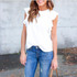2017 Fashion Women Blouse Ruffles Short Sleeve Shirt Women Tops Femme blouses Casual O-Neck blusas White Ladies Top camisa mujer