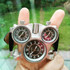 Mens Watches Top Brand Luxury Famous Tag Men's Military Watch 3 Time Zone Waterproof Men Clock Leather Quartz Watch Man