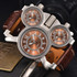Mens Watches Top Brand Luxury Famous Tag Men's Military Watch 3 Time Zone Waterproof Men Clock Leather Quartz Watch Man