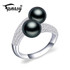 FENASY Pearl Jewelry,double Pearl rings,Natural Freshwater Pearl rings,925 Silver rings for women charms silver 925 original
