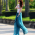 Casual Fashion Women Pant Elastic Waist Loose Pants Summer Chiffon Flare Women Pants Wide Leg Trousers 2017 Ladies Pants