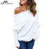 Avodovama M Black Off Shoulder Knitted Sweater Women Elegant Batwing Sleeve Jumper Pull Femme Winter Casual Loose Pullover